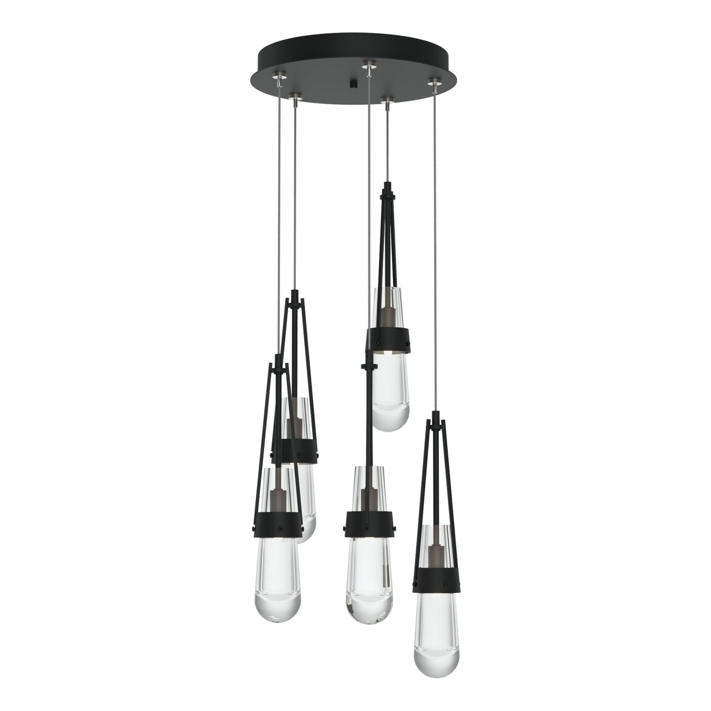 Link 5-Light Clear Glass Pendant 5-Light Clear Glass (ZM) in Black