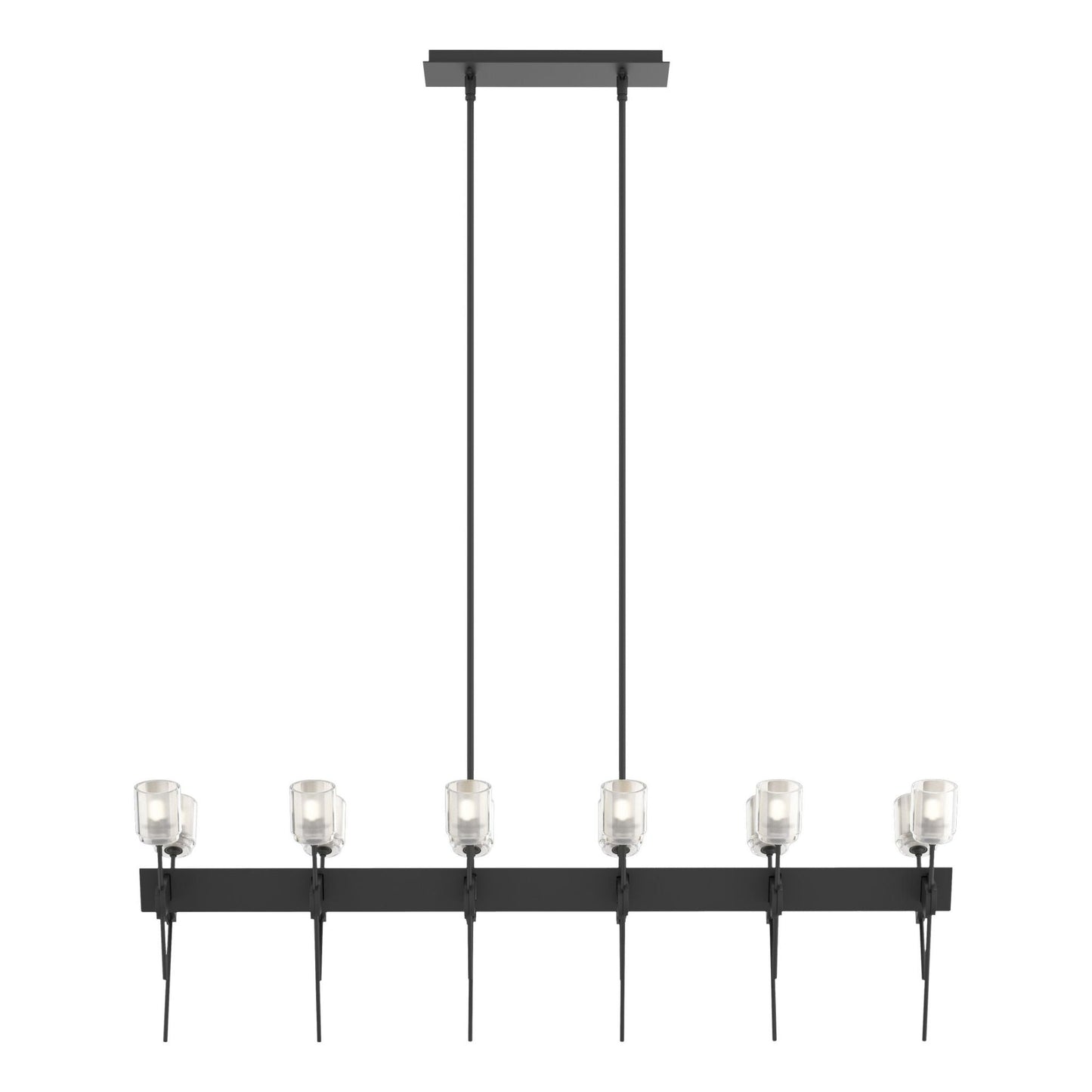 Echo 12-Light Linear Pendant 12-Light Cast Glass (YC) in Black