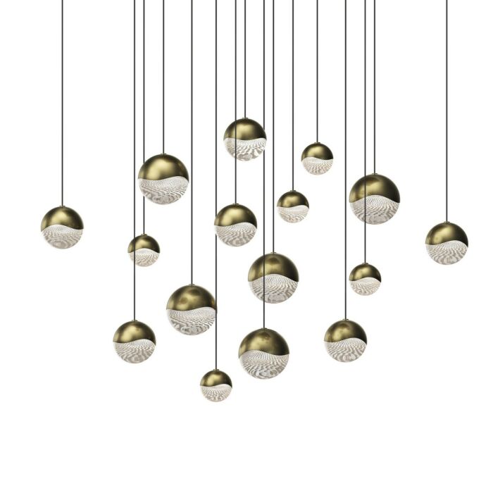 Grapes 16-Light LED Pendant in Brass Finish