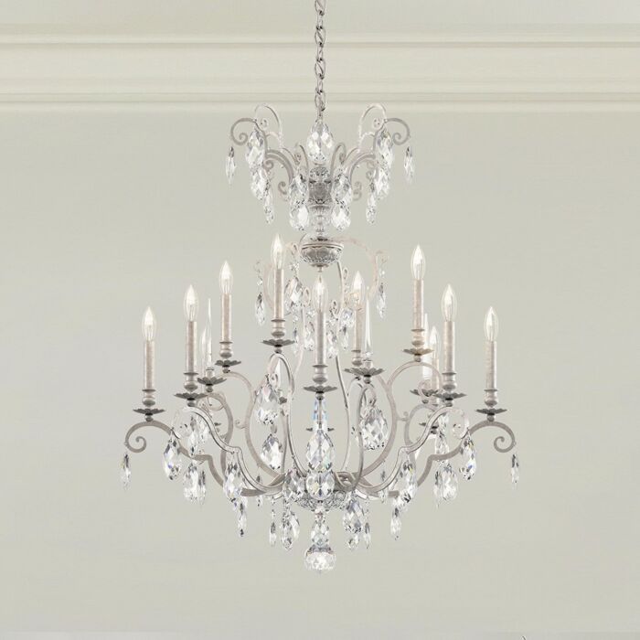 Renaissance Nouveau 12-Light Chandelier in Antique Silver
