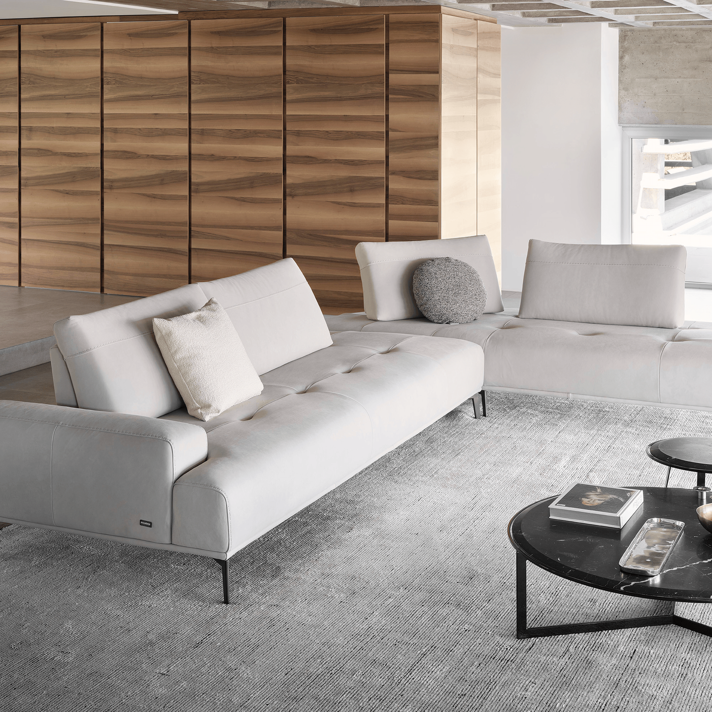 Matteo Sectional - Lt. Grey Leather