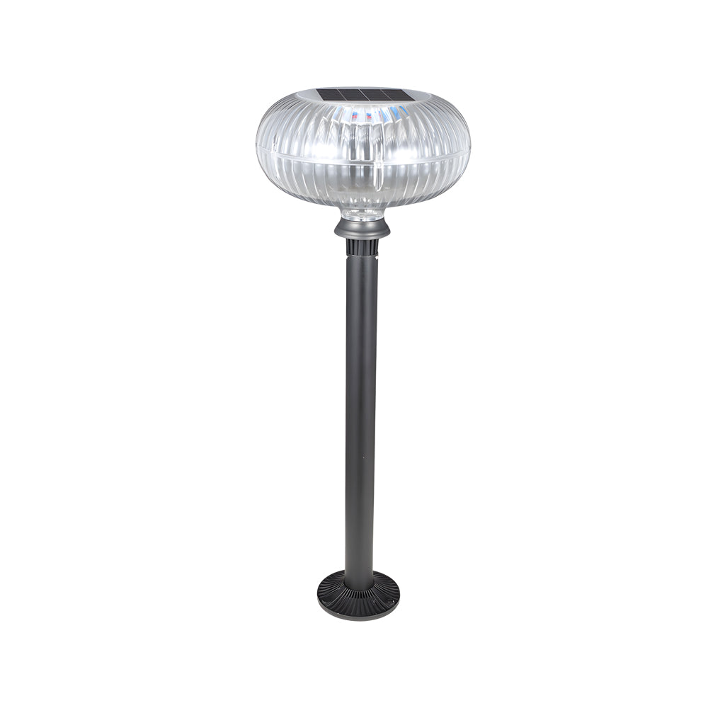 Modern Solar Lawn Light Metal Cylinder Oval Shade LED Outdoor Bollard Light