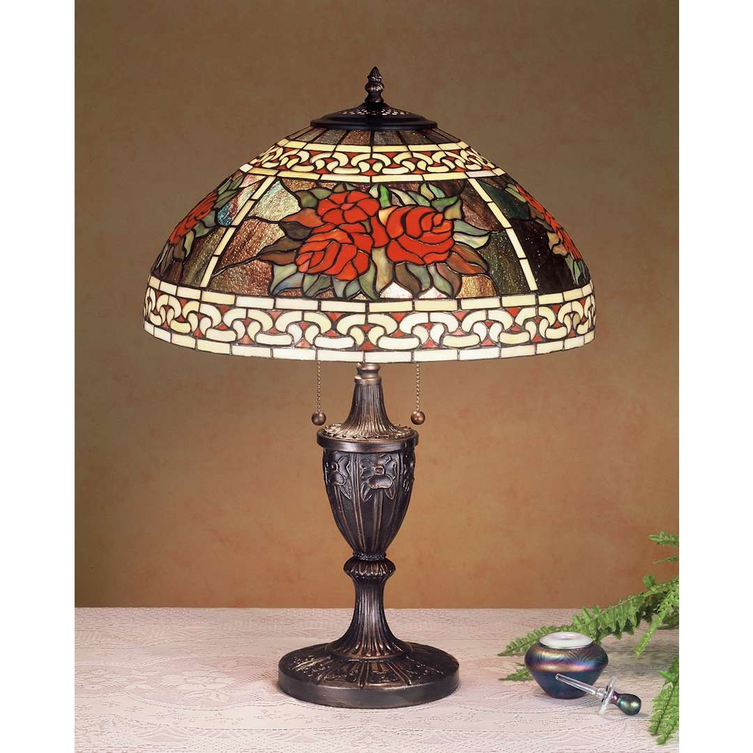 Vintage Stained Glass / Tiffany Table Lamp from the Roses & Scrolls Collection