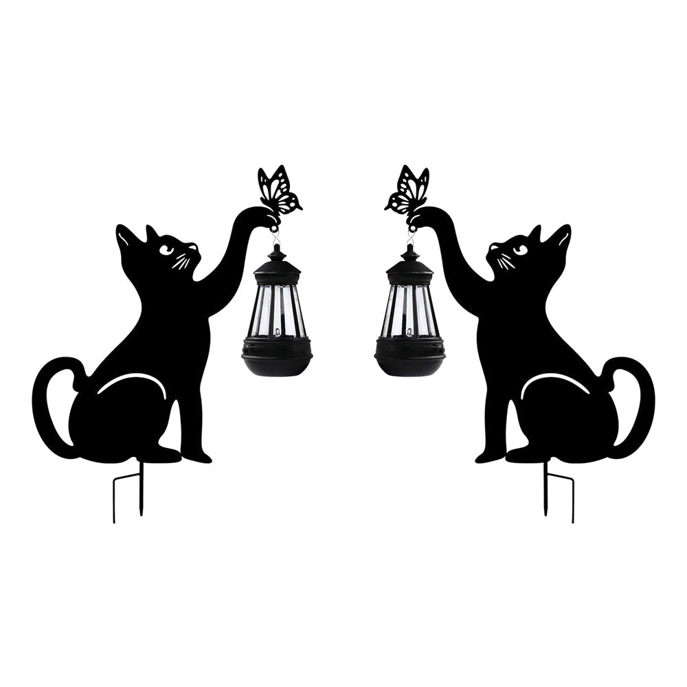 Iron Silhouette Cat Waterproof Intelligent LED Black Hanging Solar Lights