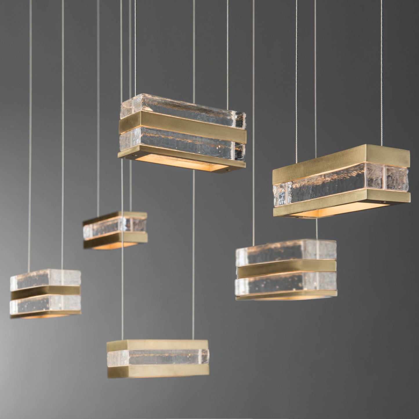 Stacks 6-Light LED Pendant LED Clear Glass (ZM) in Modern Brass