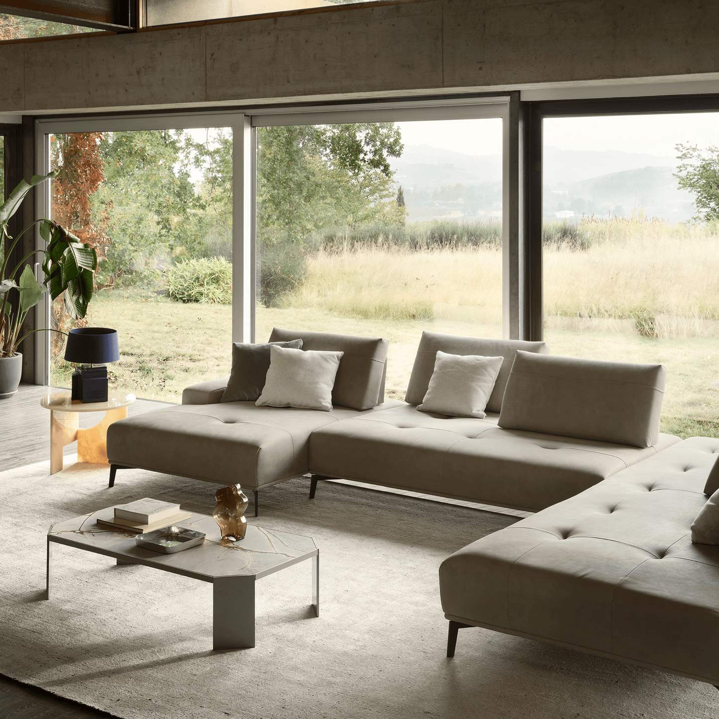 Matteo Sectional - Clay Leather