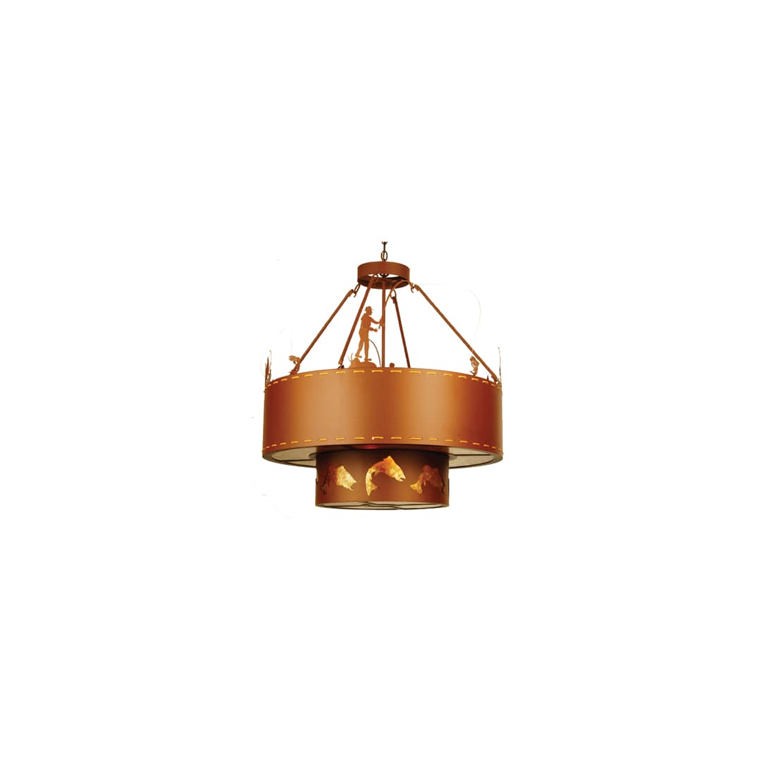 8 Light 36" Wide Pendant with Handmade Shade