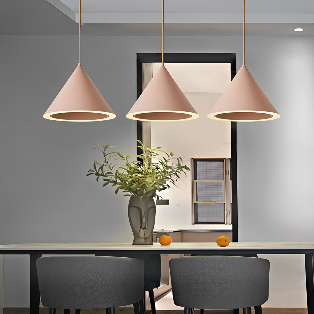 Minimalist Conical LED Macaron Color Nordic Pendant Light Kitchen Isla ...