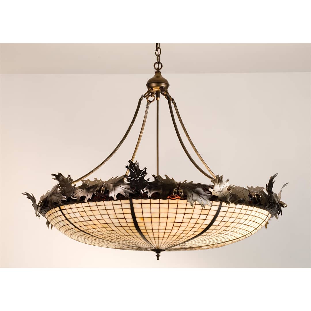 Six Light Bowl Pendant from the Acorn & Oak Leaves Collection
