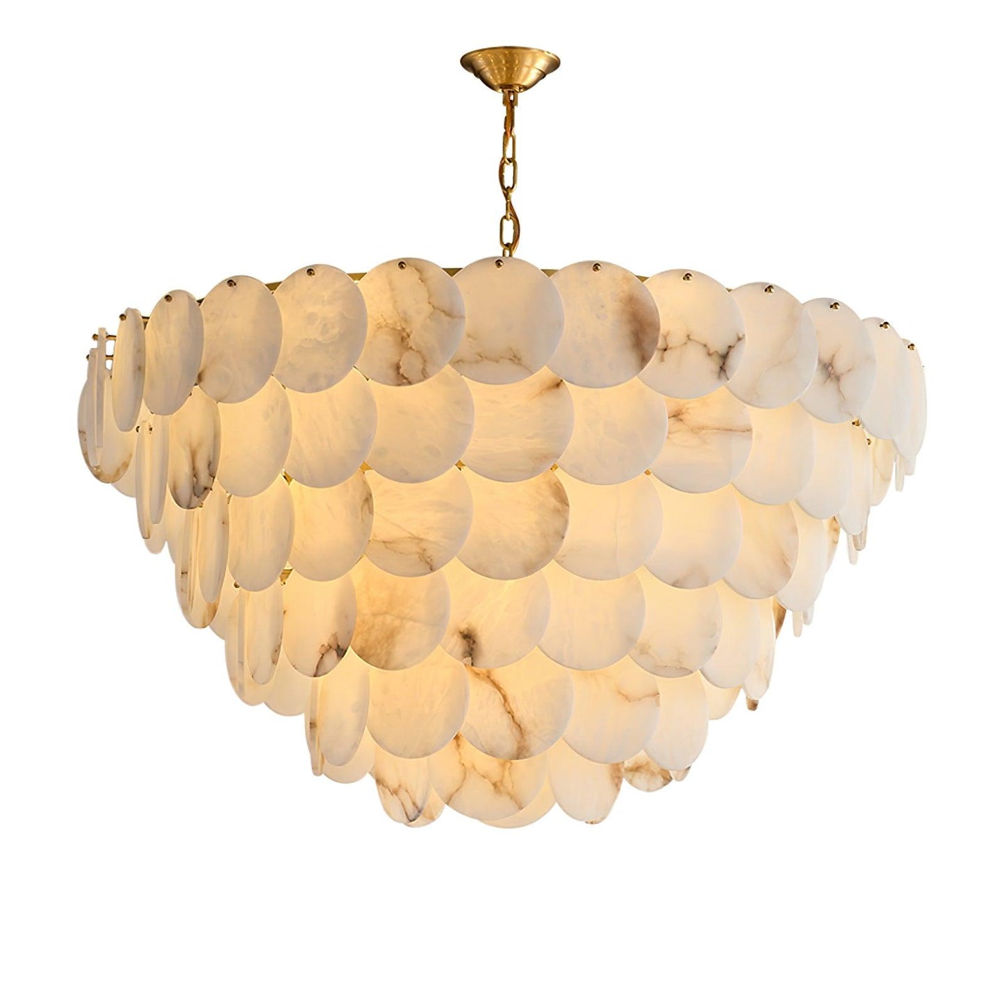 Alabaster Shell Brass Crown Chandelier