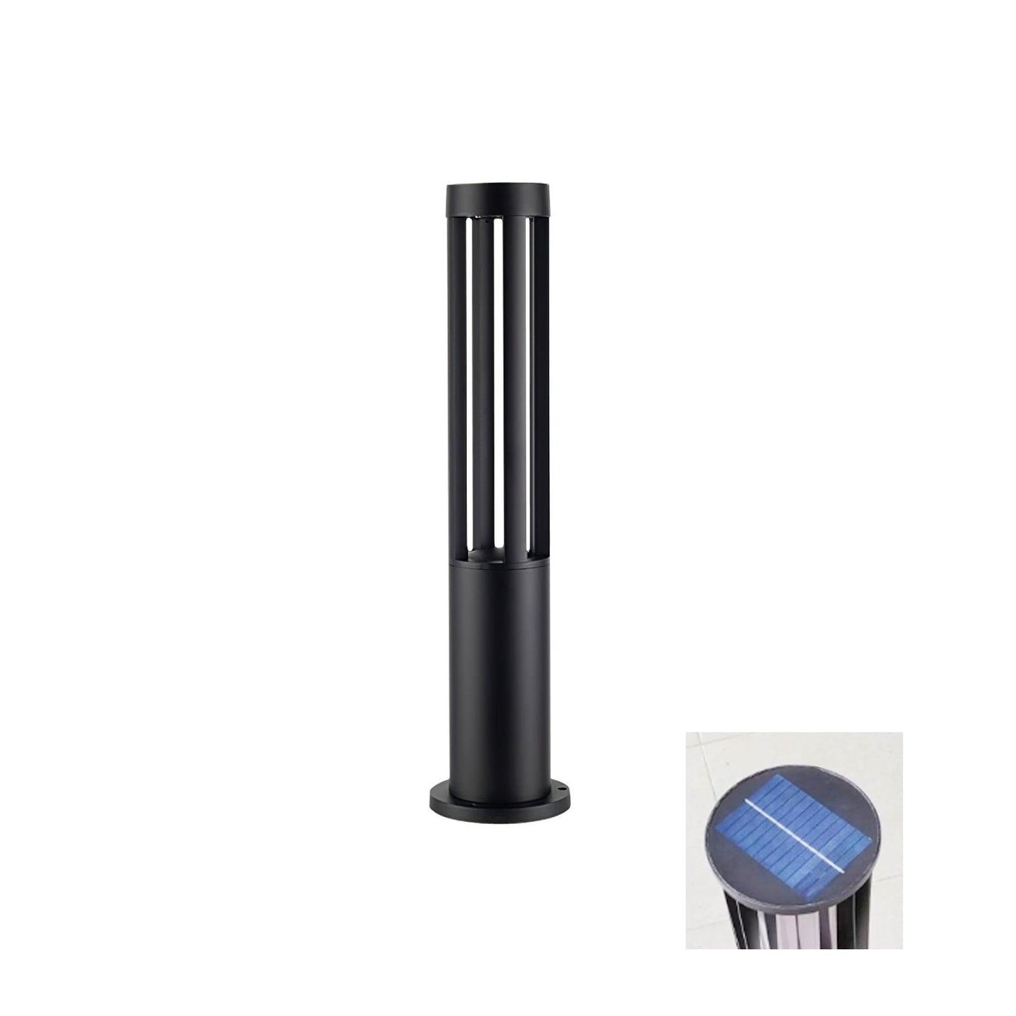 Black Cylindrical Solar Post light Outdoor Post Light