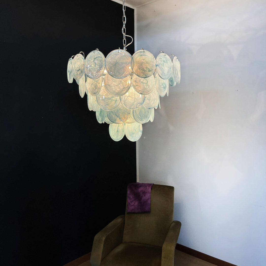 Blue Murano Disc Candelabrum Chandelier