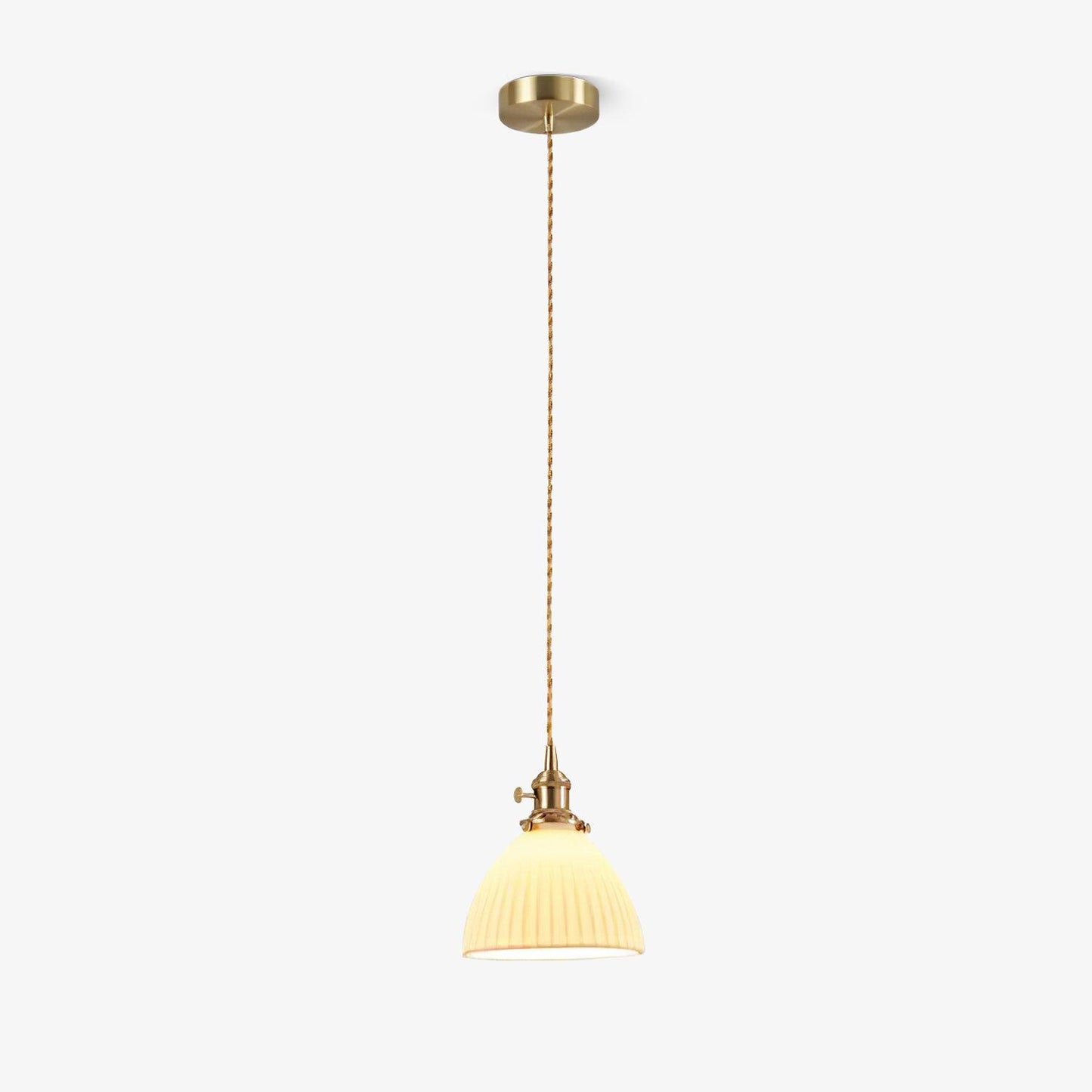 Brass Pleated Ceramic Hanging light Pendant Lamp