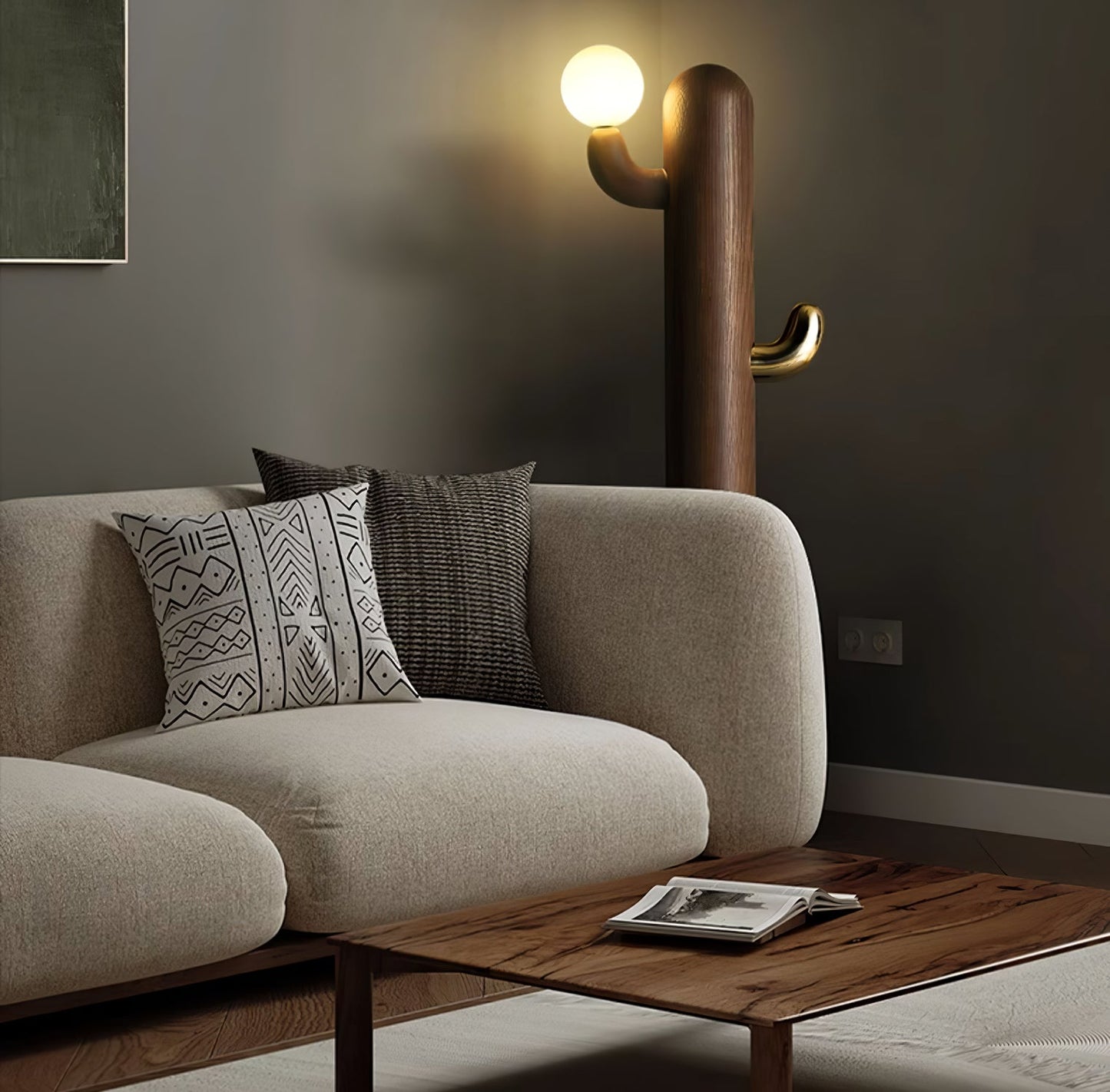 Cactus Wood Standing Lamp Floor Lamp