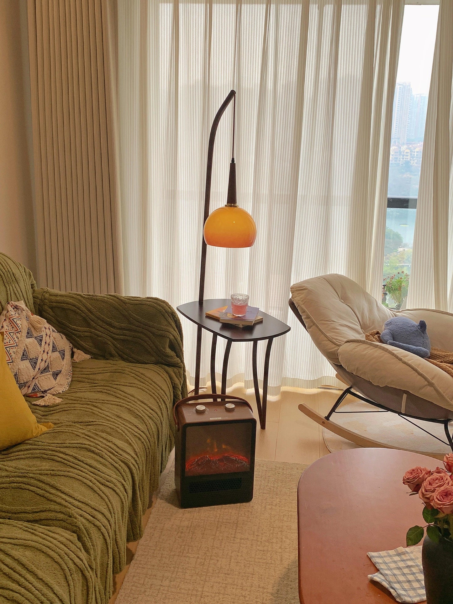Cantilever Wood Accent Torchiere Lamp Floor Lamp