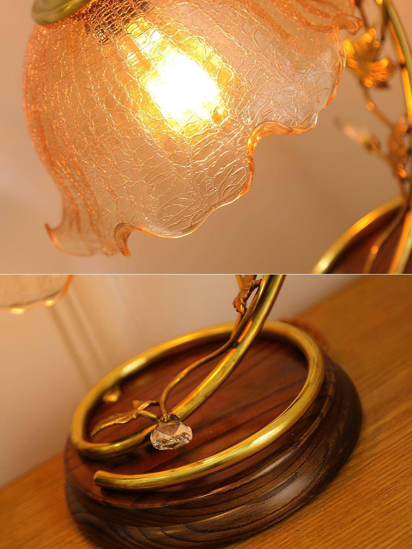 Cracked Glass Brass Side table lamp Table Lamp