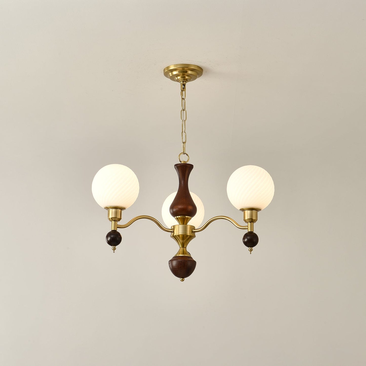 Globe Orb Wood Gasolier Chandelier