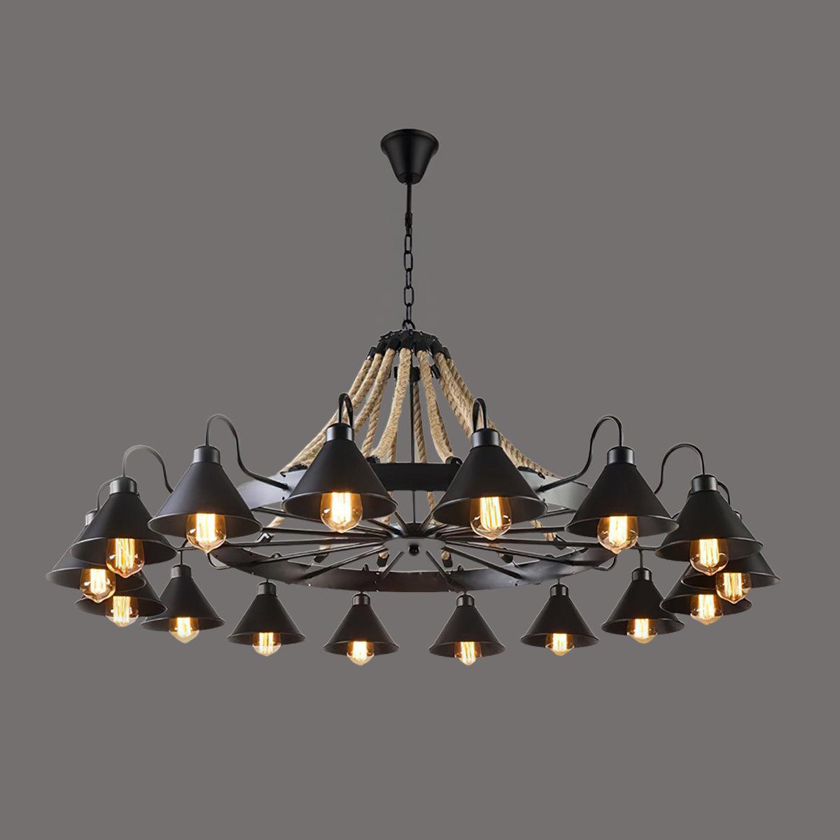 Hemp Rope Industrial Horn Crown Chandelier