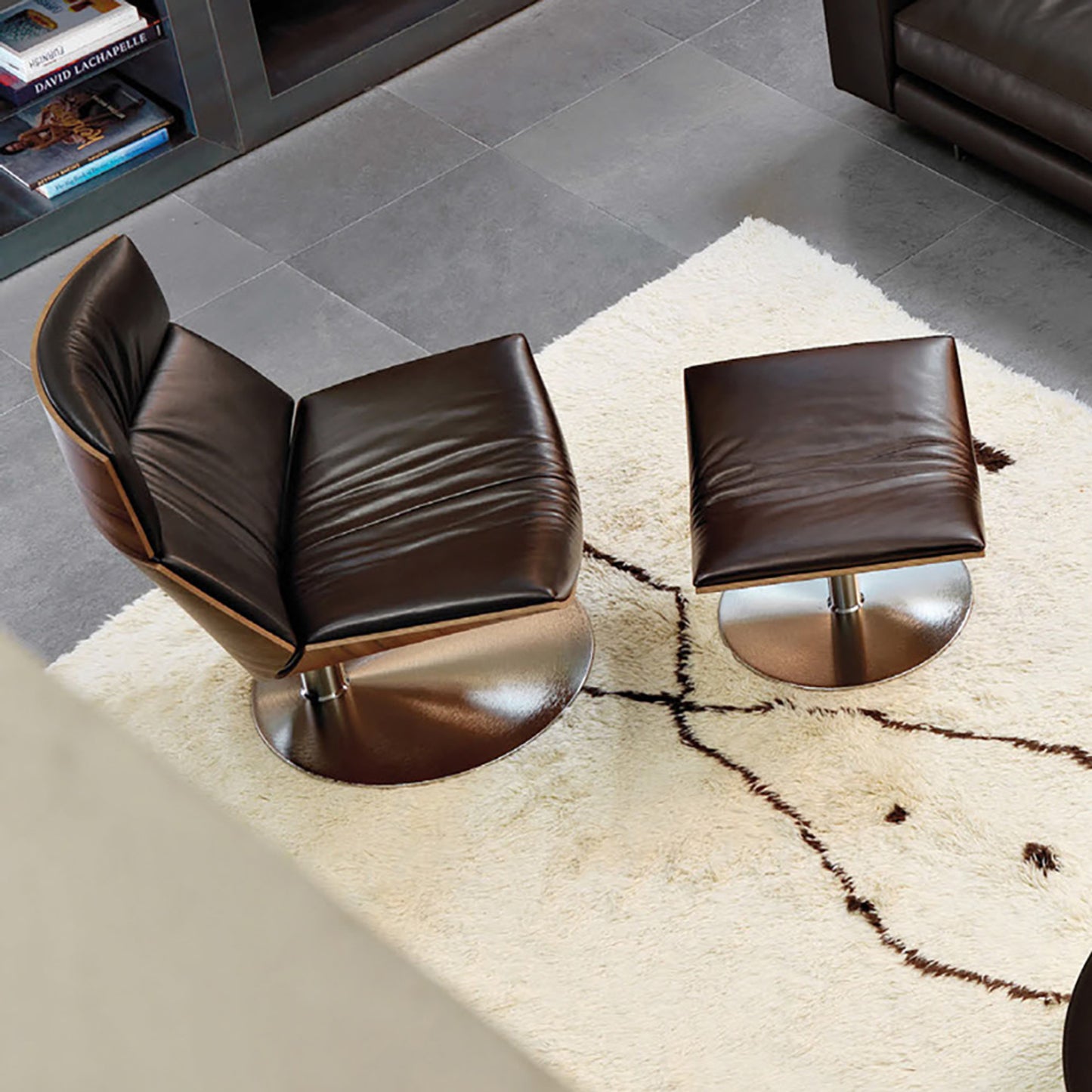 Kara Chair & Ottoman - Dk Brown
