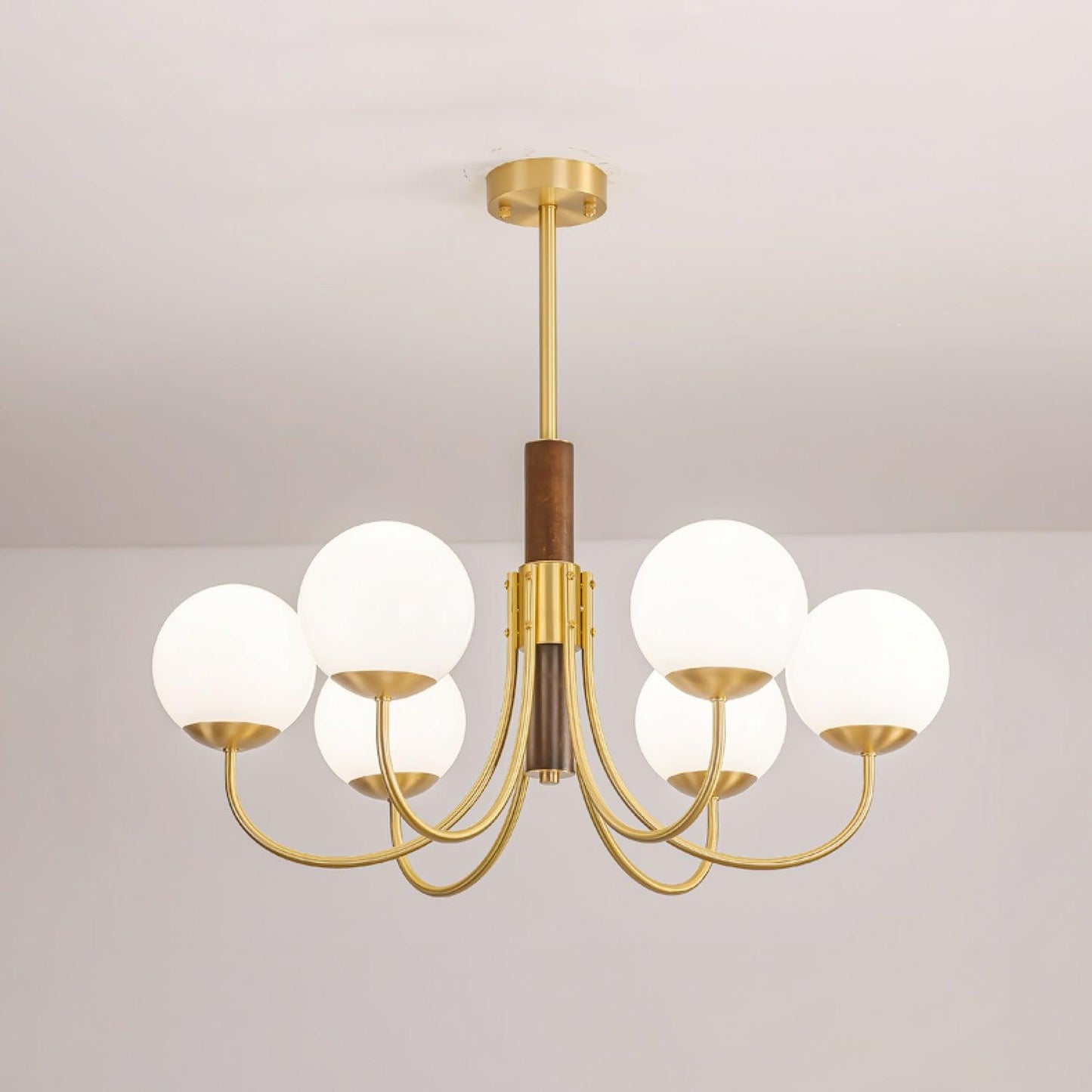 Midas Touch Walnut Sphere Pendant light Chandelier