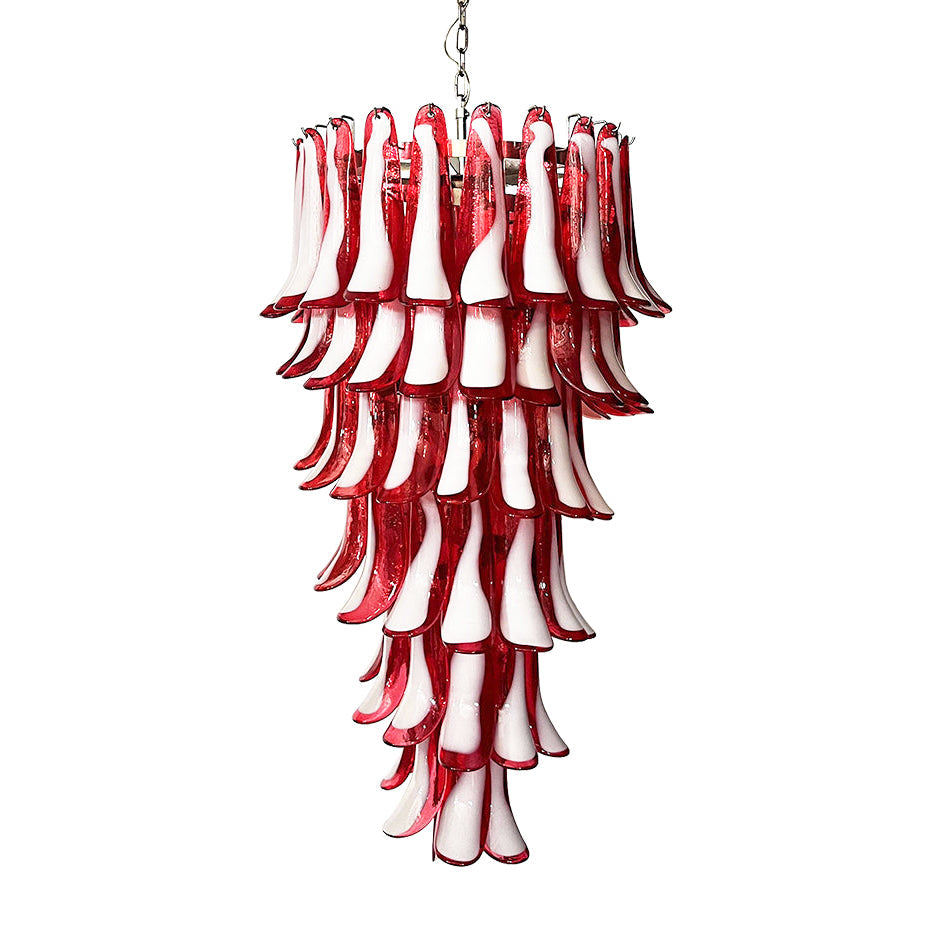 Murano Red Petals Spiral Gasolier Chandelier