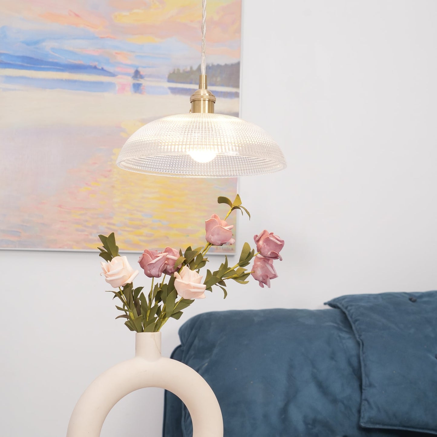 Ribbed Spiral Ceiling light fitting Pendant Light