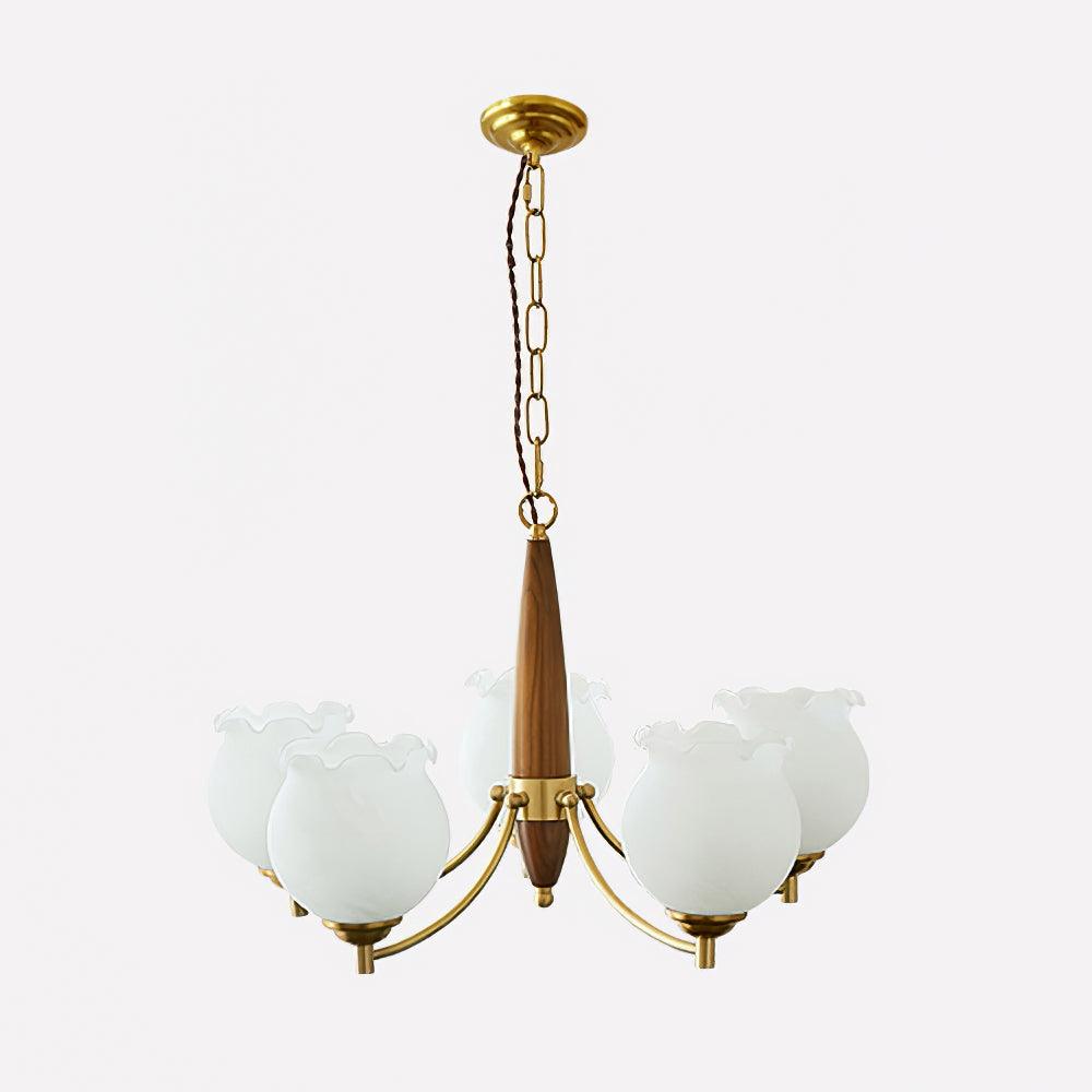 Tulips Glass Wood Crown Chandelier