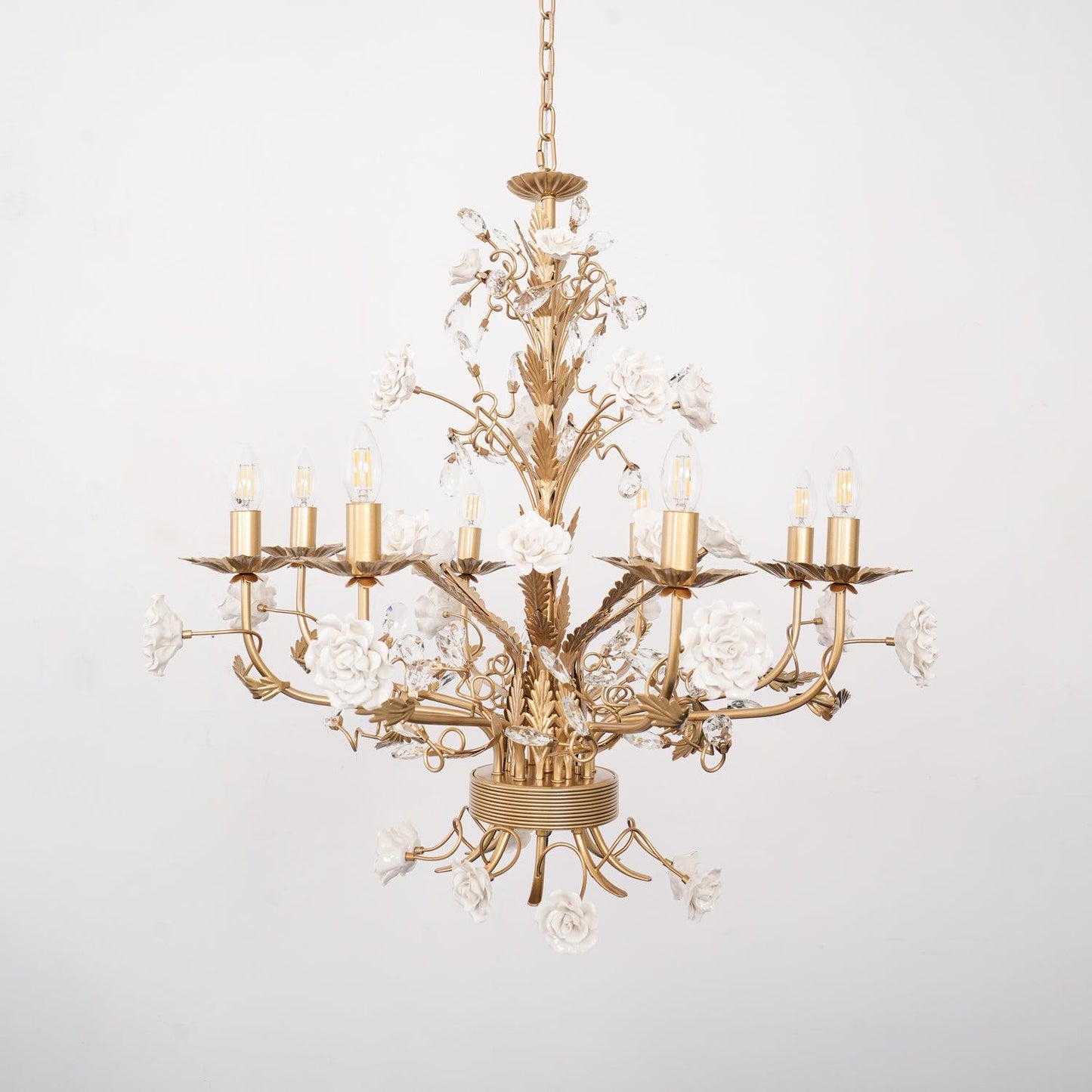 White Rose Crystal Gasolier Chandelier