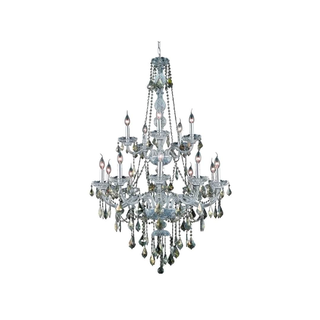 Verona 15 Light 33" Wide Crystal Chandelier with Golden Teak Royal Cut Crystals