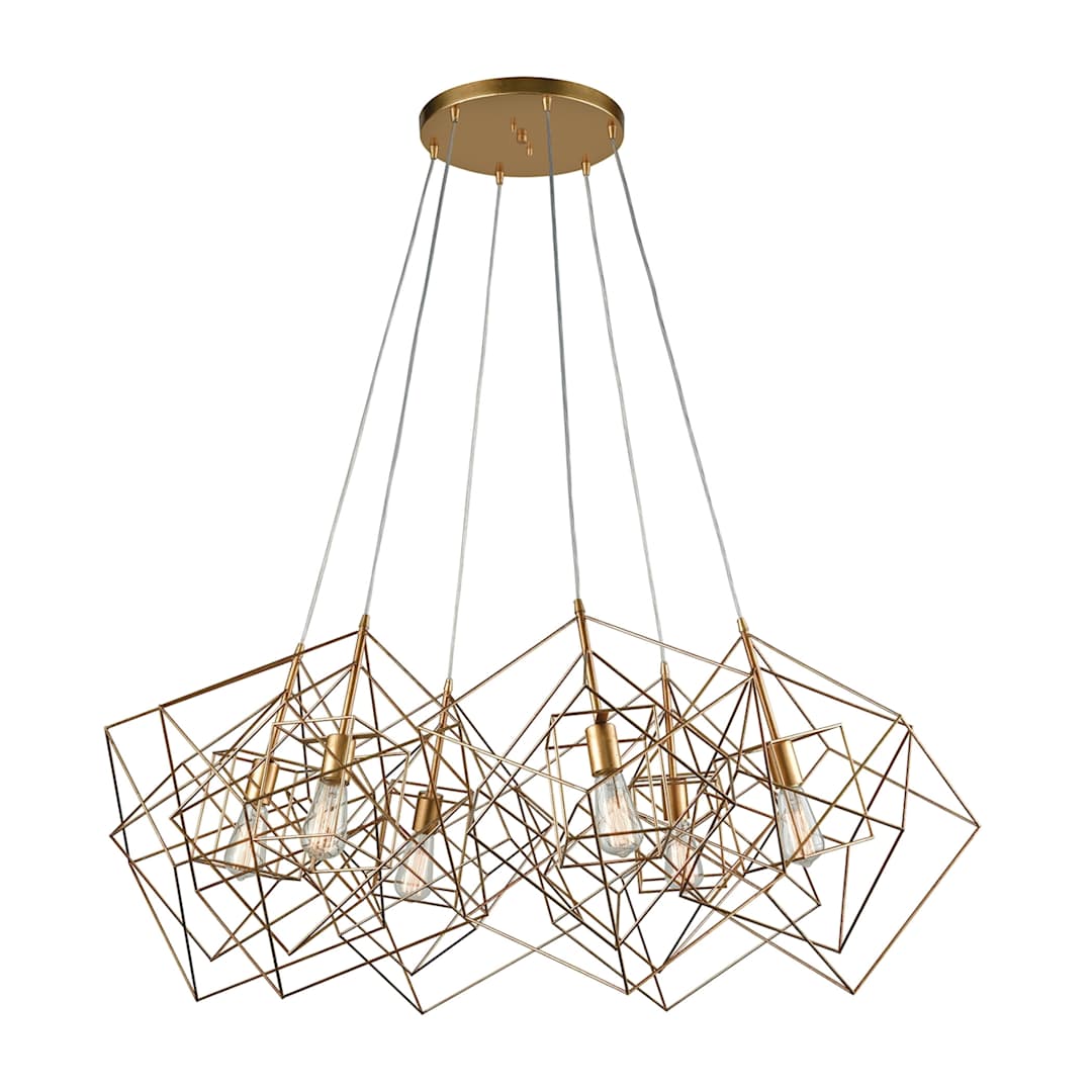 Box 6 Light 48" Wide Abstract Multi Light Pendant