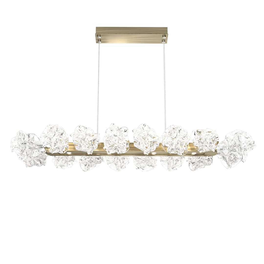 Blossom 48" Wide LED Linear Chandelier with Clear Blossom Blown Glass Shades