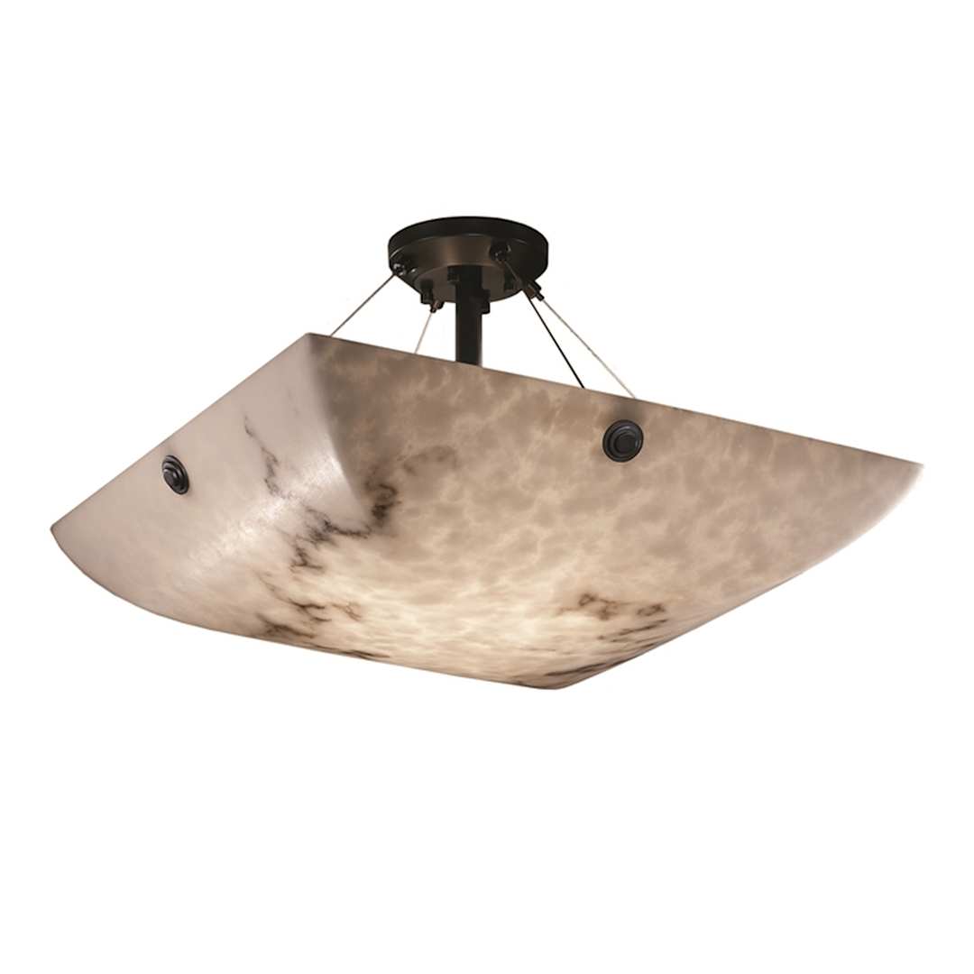 LumenAria 48" Wide Integrated 3000K LED Semi-Flush Bowl Ceiling Fixture with Faux Alabaster Resin Shade