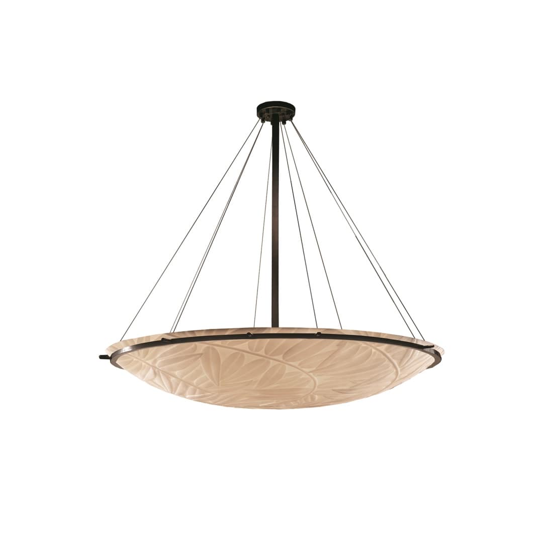 Porcelina 63" Wide LED Round Pendant with Bamboo Shade