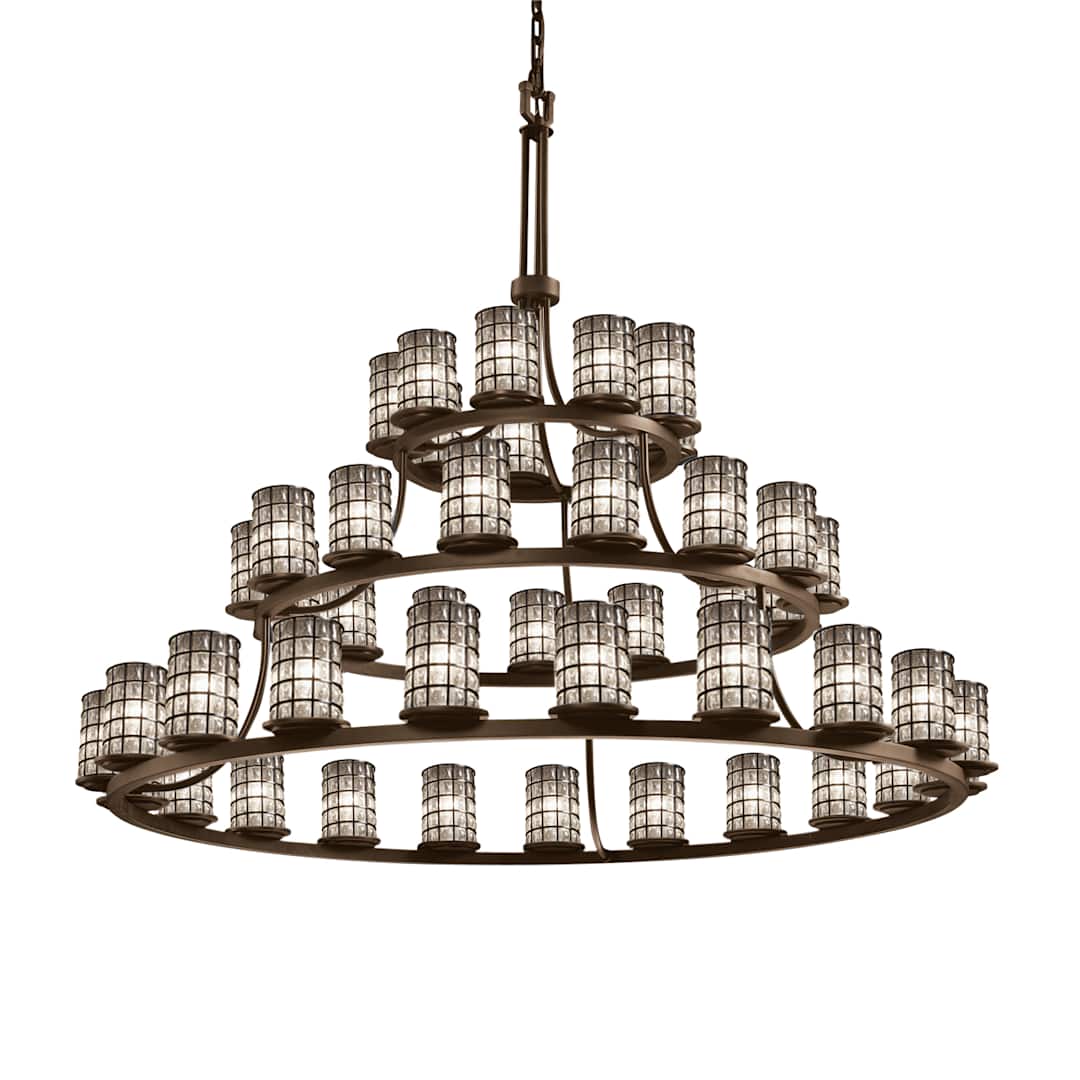 Wire Glass 45 Light 60" Wide Pillar Candle Style Chandelier with Clear, Bubble Glass Shades
