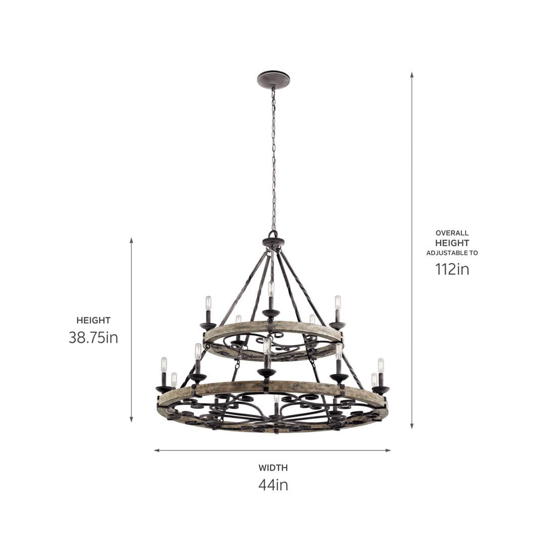 Taulbee 15 Light 44" Wide 2 Tier Ring Chandelier