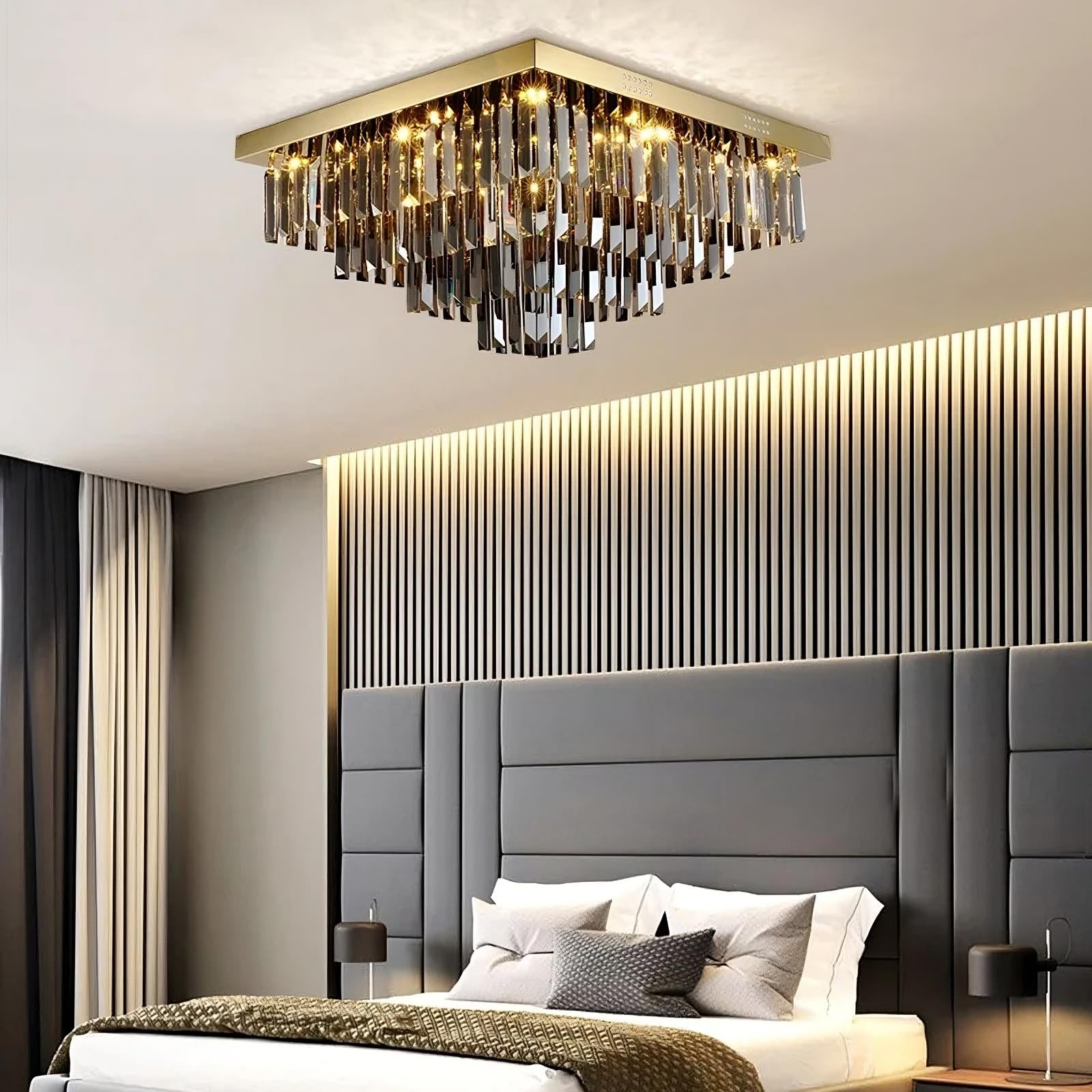 Gio Smoke Grey Crystal Ceiling Chandelier – Ceenwe