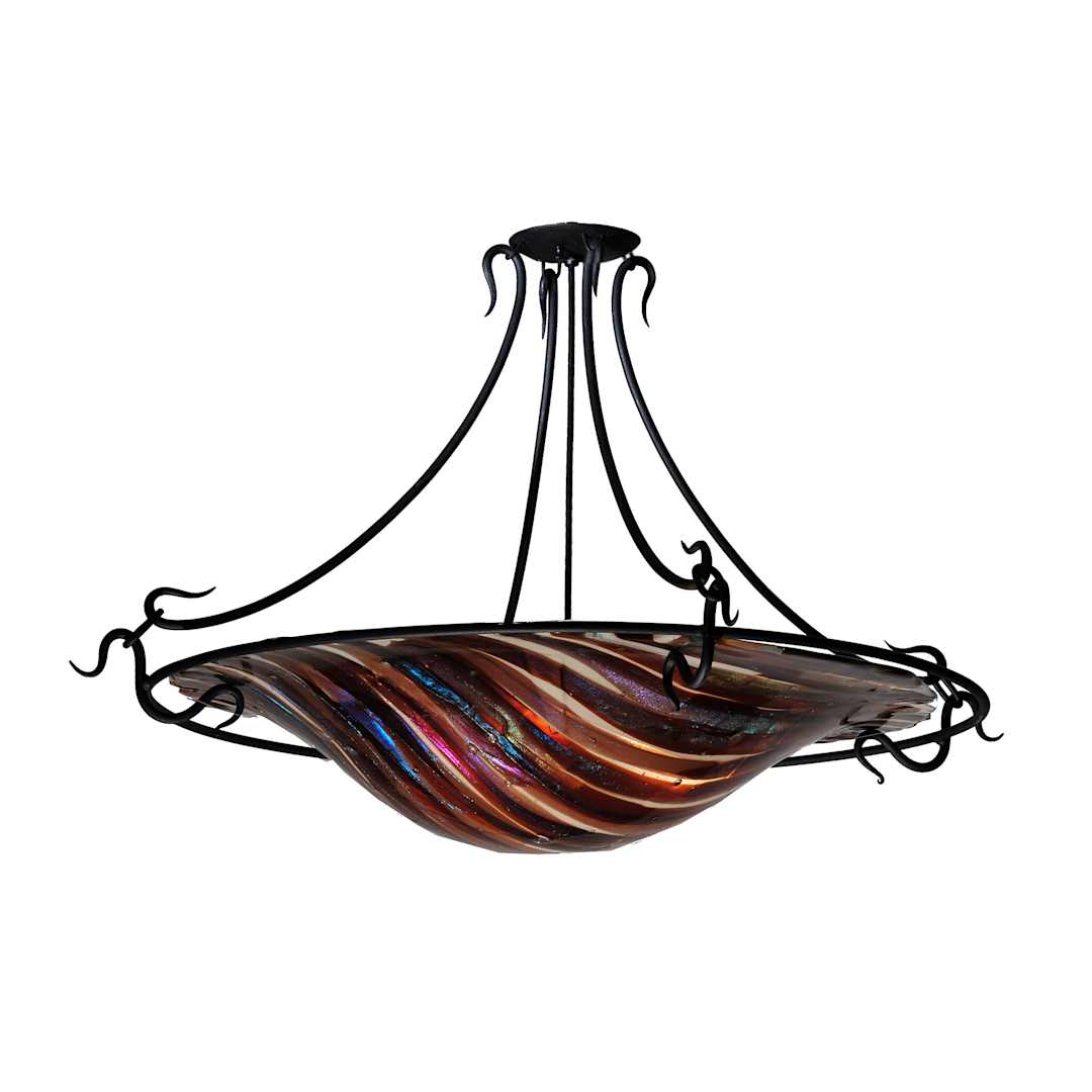 Metro Fusion 3 Light 36" Wide Semi Flush Ceiling Fixture with Multi-colored Glass Shade