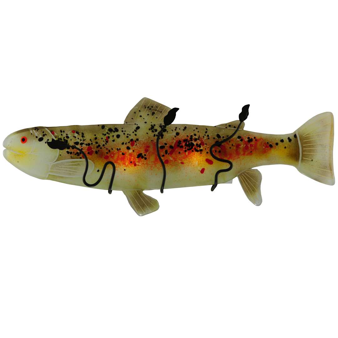 29.5" W Brown Trout Fused Glass Wall Sconce