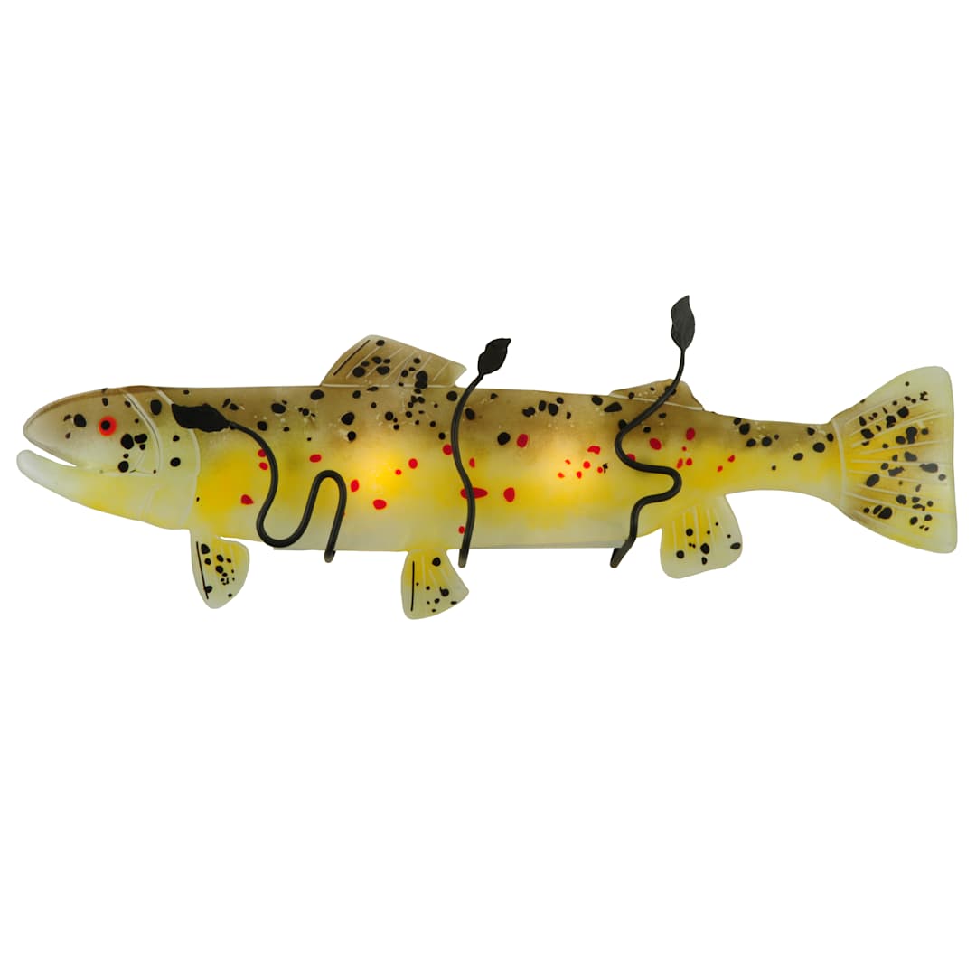 30" W Brown Trout Fused Glass Wall Sconce