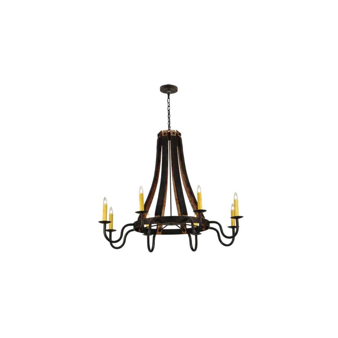 Barrel Stave Madera 8 Light 50" Wide Taper Candle Style Chandelier