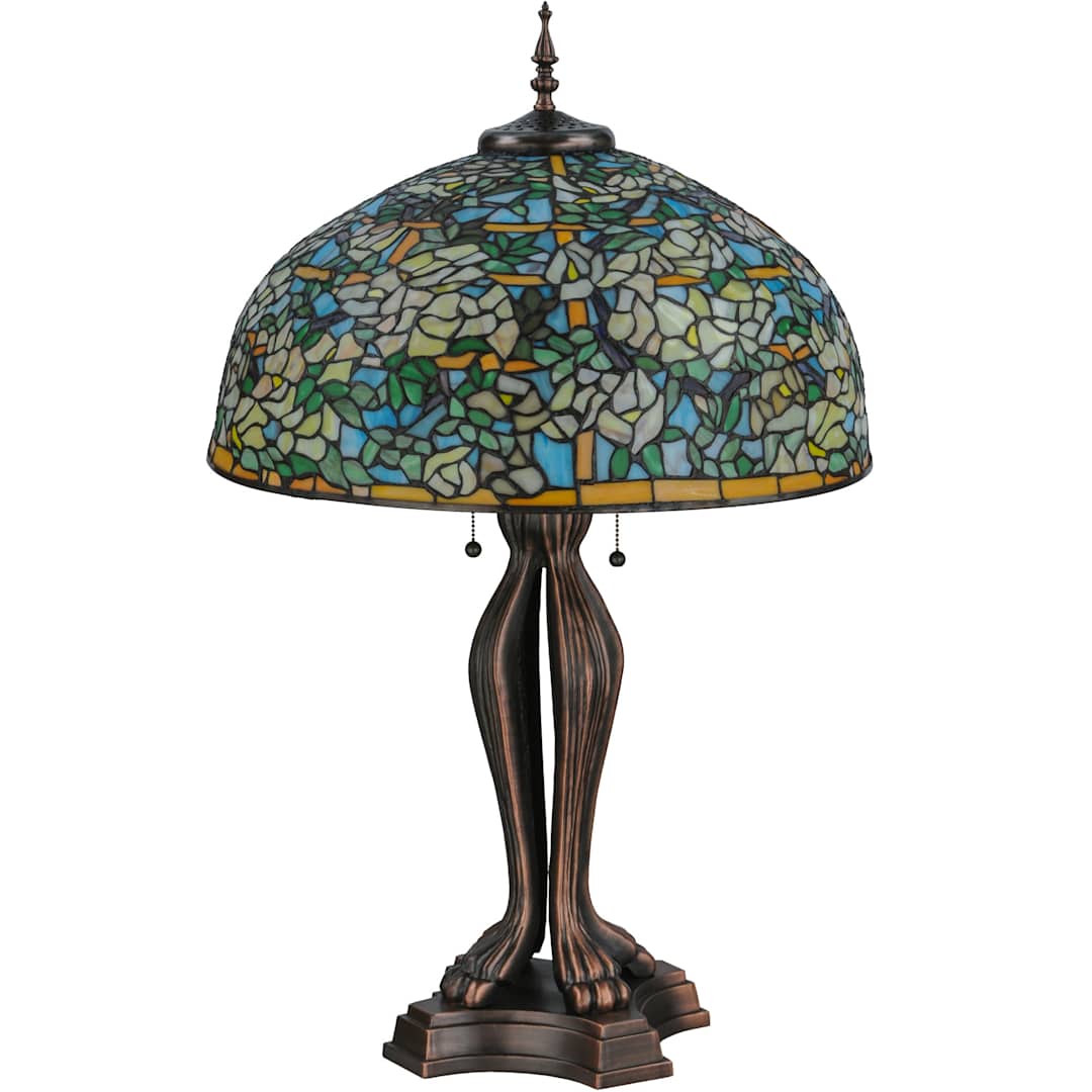 Labernum Trellis 2 Light 35.5" Tall Hand-Crafted Table Lamp with Stained Glass