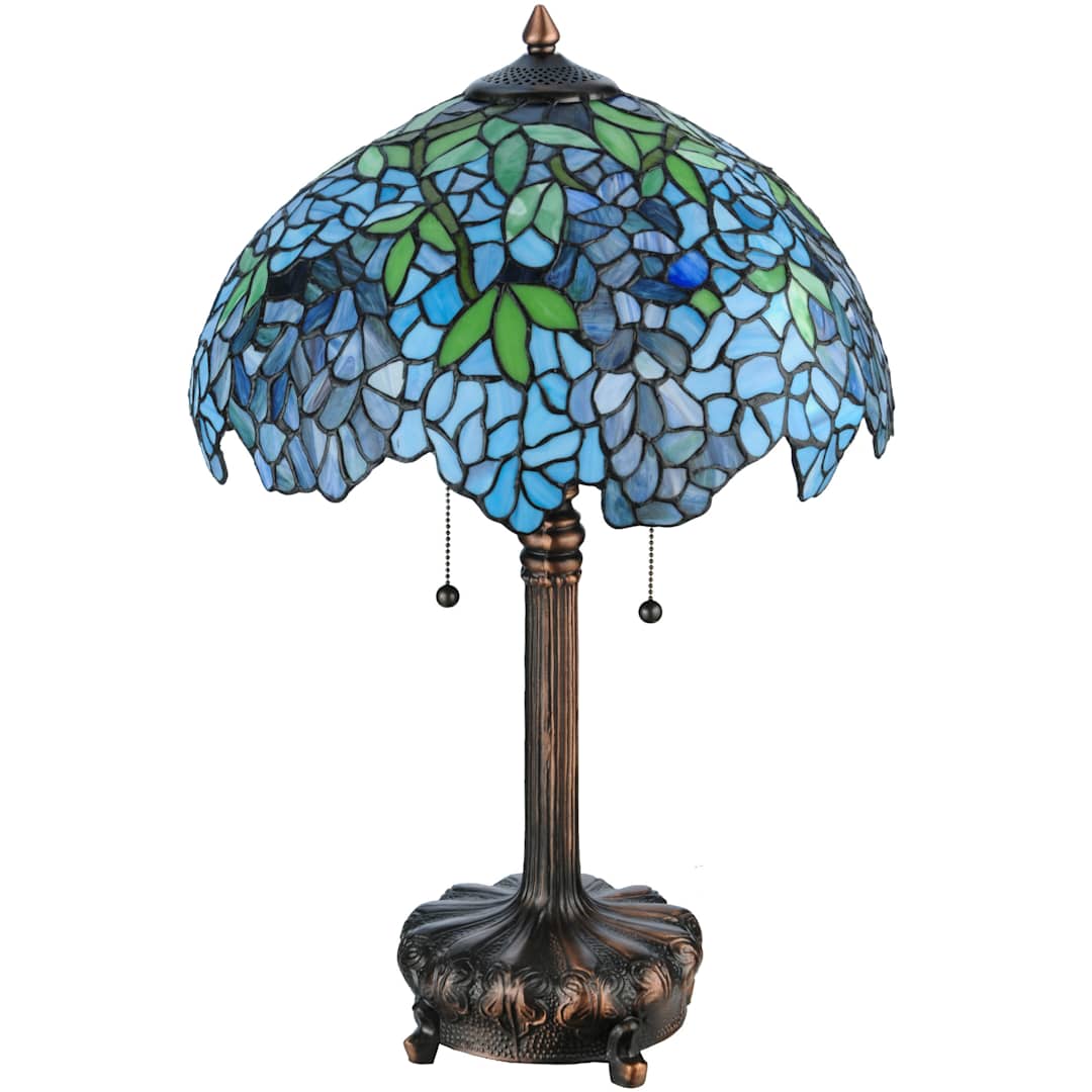 Wisteria 2 Light 25" Tall Hand-Crafted Table Lamp with Stained Glass