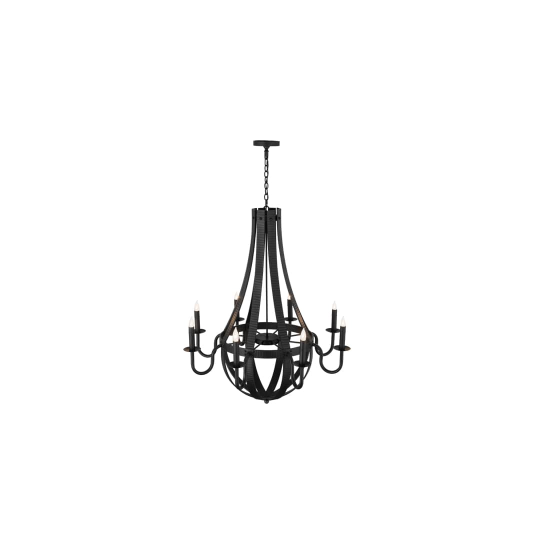 Barrel Stave 8 Light 42" Wide Taper Candle Style Chandelier