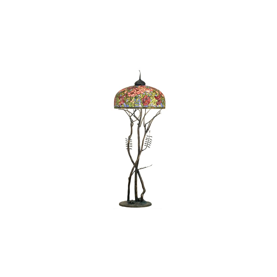 Tiffany Oriental Poppy 3 Light 74" Tall Tree Floor Lamp