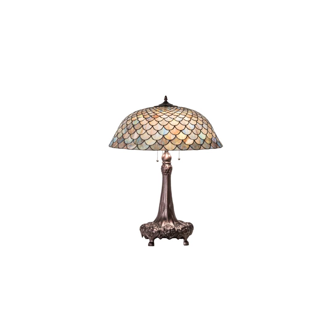 Tiffany Fishscale 3 Light 31" Tall Buffet Table Lamp