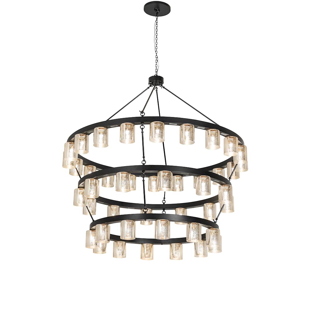 Horizon 44 Light 70" Wide Ring Chandelier with Mercury Glass Shades