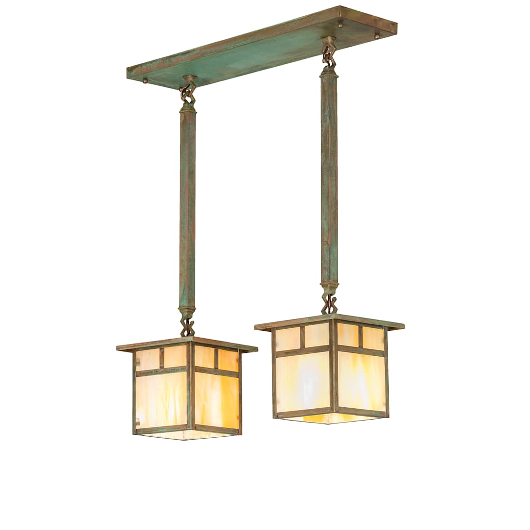 Hyde Park 2 Light 20" Wide Linear Pendant with Iridescent Glass Shades