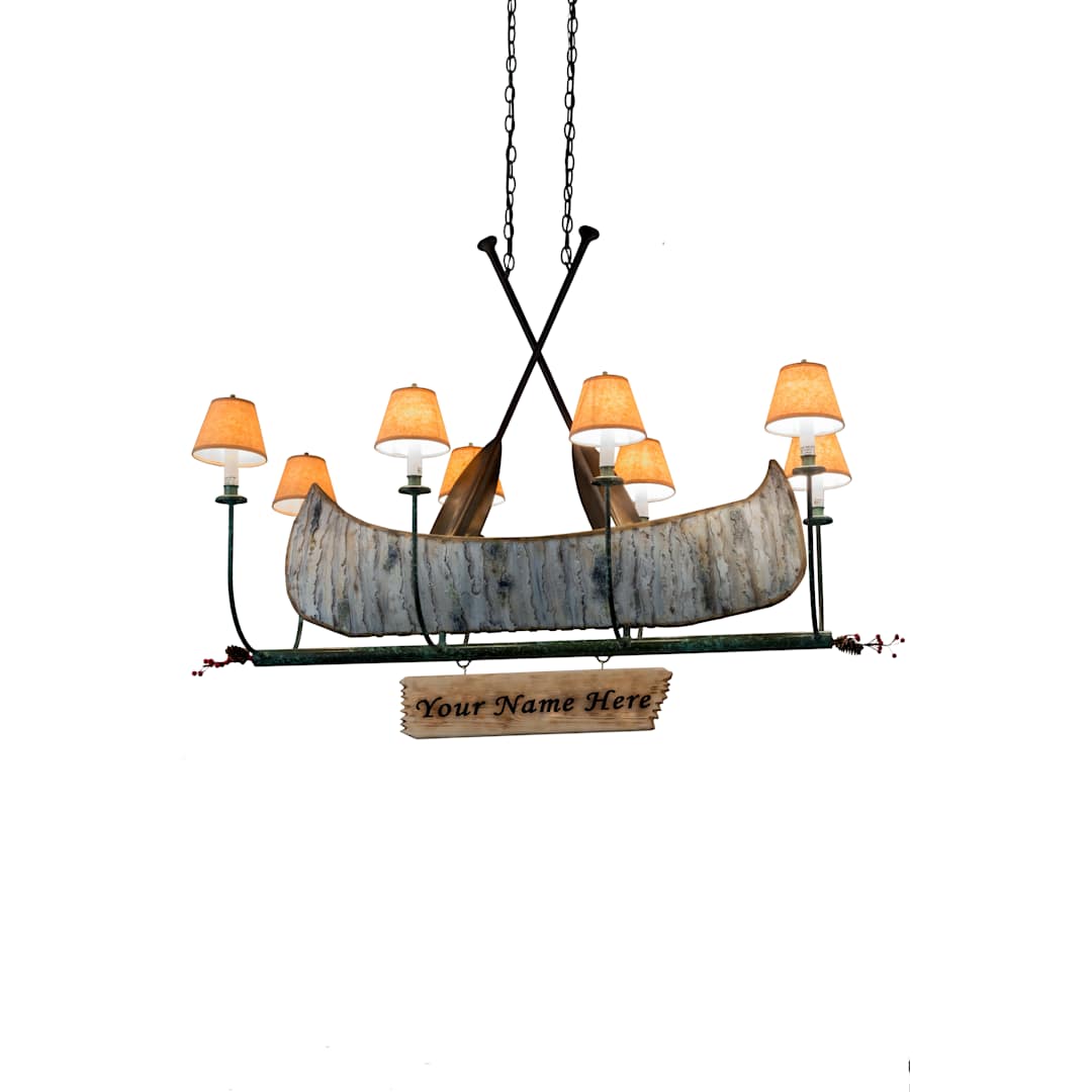 Personalized Canoe 8 Light 48" Wide Linear Chandelier with Cream Fabric Shade