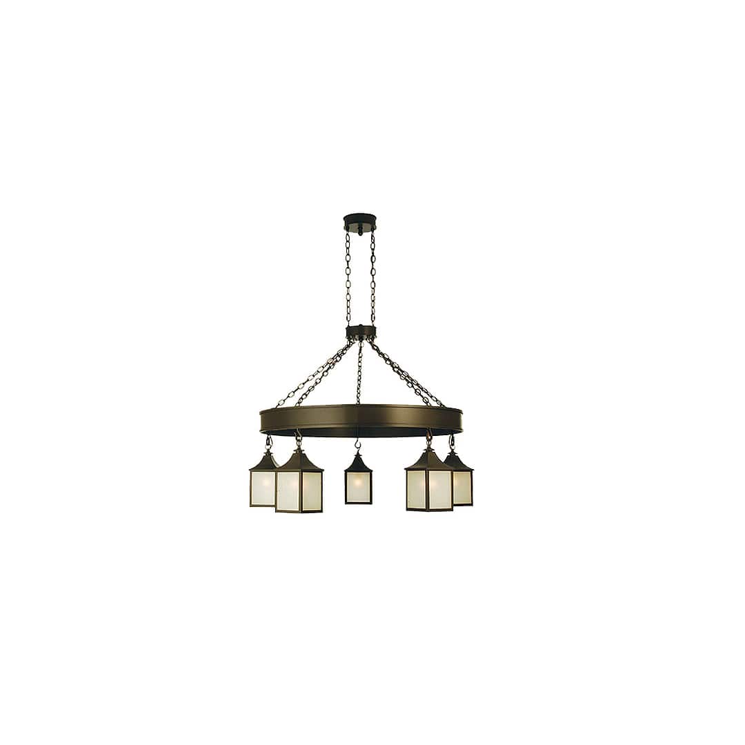 Bigfork 5 Light 48" Wide Chandelier with White Glass Shade