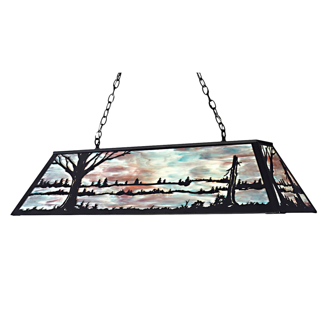 Quiet Pond 9 Light 48" Wide Billiard Chandelier with Multi-colored Glass Shade